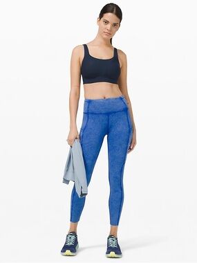 Lululemon Fast and Free High-Rise Tight 25" Ice Dye Ice Wash Cerulean Blue